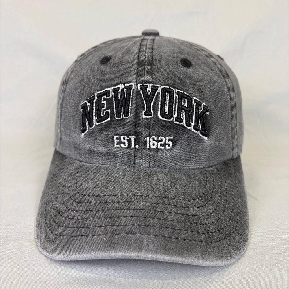 Elidan Baseball Cap New York Est 1625 Unisex OS Gray Washed Denim Hat